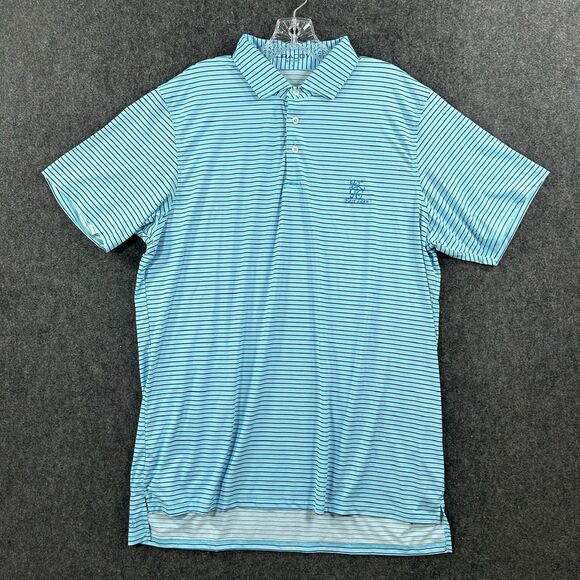 B Draddy Sport Polo Shirt Men's Large Blue Striped Golf Performance East Lake - Picture 1 of 9